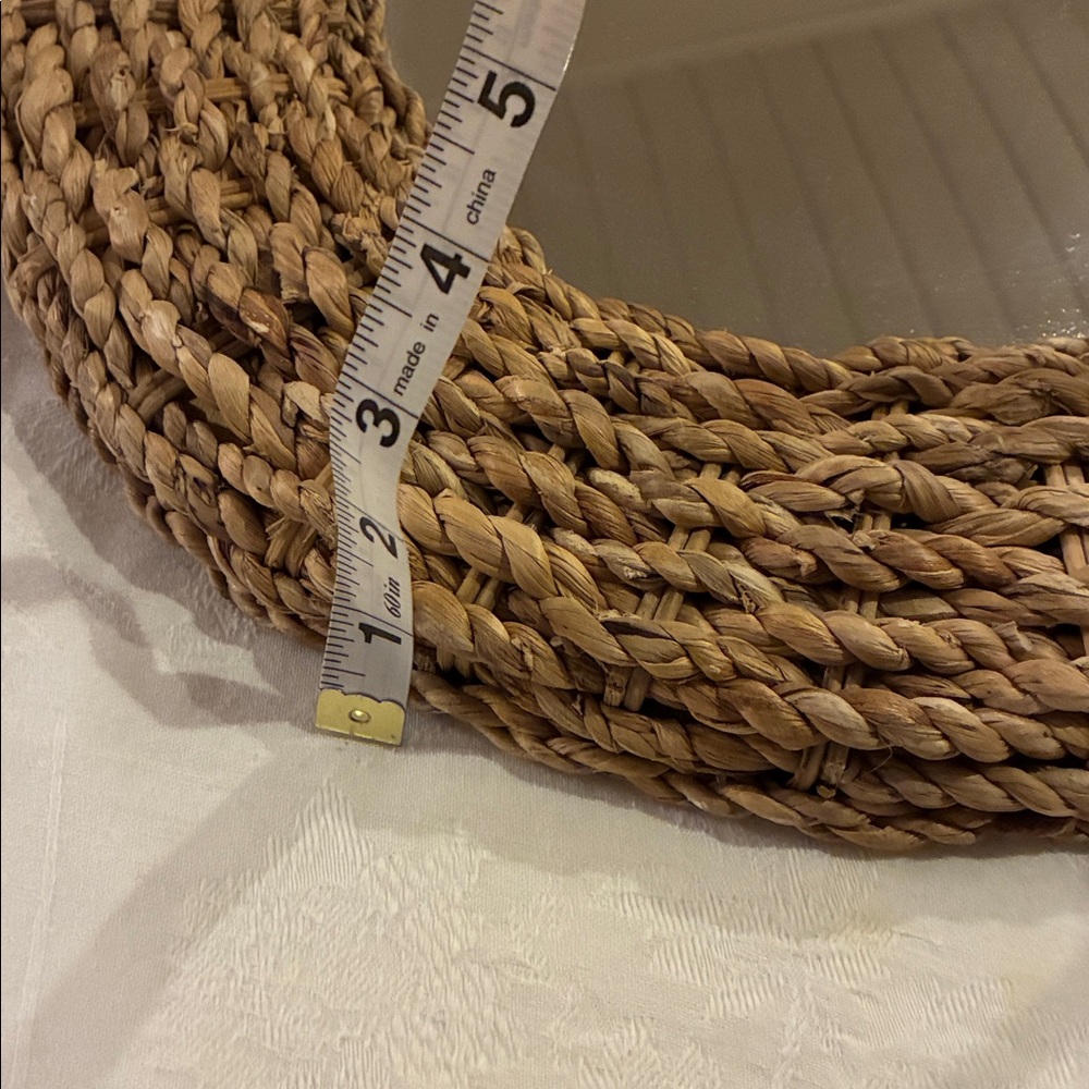 Nautical Mirror Natural 17” Woven Mirror/Center Console Tray W/ Hook to Hang NWT - Picture 6 of 8